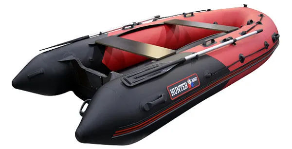 Лодка ПВХ Hunter (Хантер) 350 ПРО красный/чёрный | Мототека