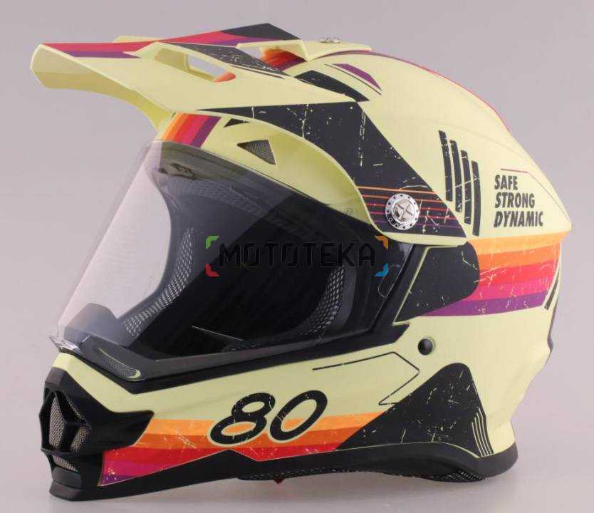 Шлем мото кроссовый RACER (Рейсер) JK802 (XXL) желтый/оранжевый, визор