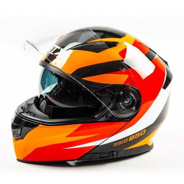 Шлем мото модуляр GTX 550 (L) #2 BLACK/WHITE ORANGE RED (2 визора)