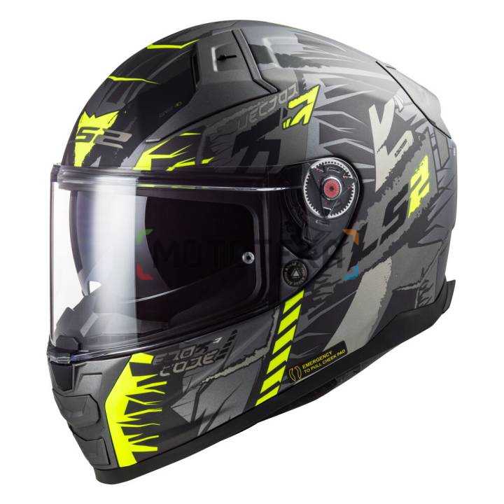 Шлем мото LS2 (ЛС2) FF811 VECTOR II TECHBOT матовый серо-желтый 2XL