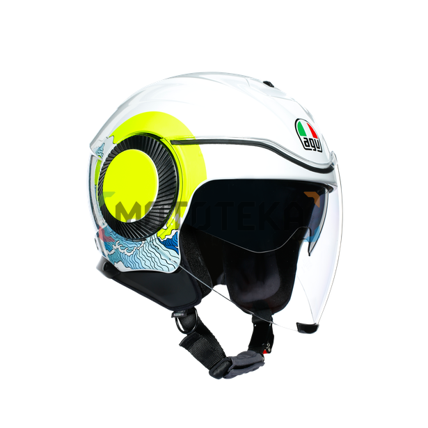 Шлем мото открытый AGV (АГВ) ORBYT MULTI Sunset White/Yellow-Fluo S