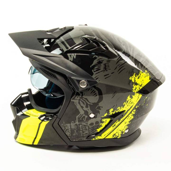 Шлем мото мотард GTX 690 (M) #2 BLACK/FLUO YELLOW GREY