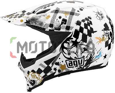 Шлем мото кроссовый AGV (АГВ) AX-8 MULTI Spider White/Black/Gold M