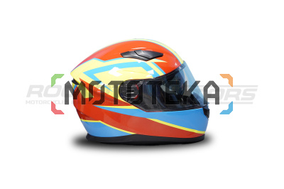 Шлем интеграл с очками ROCKOT (Рокот) RM-133 Blaze (XS) (красный/желтый/синий глянцевый)