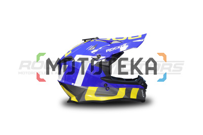 Шлем кроссовый ROCKOT (Рокот) RM-217 Stunt (XXL) (белый/синий/желтый глянцевый)