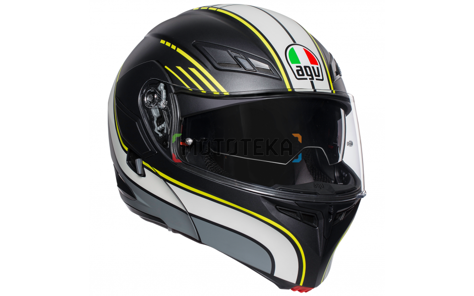 Шлем мото модуляр AGV (АГВ) COMPACT ST MULTI Boston Matt Black/Grey/Yellow XS