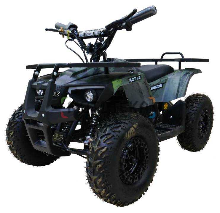 Электроквадроцикл детский Motax (Мотакс) Grizlik Mini E1000 BW зелёный камуфляж (машинокомплект)