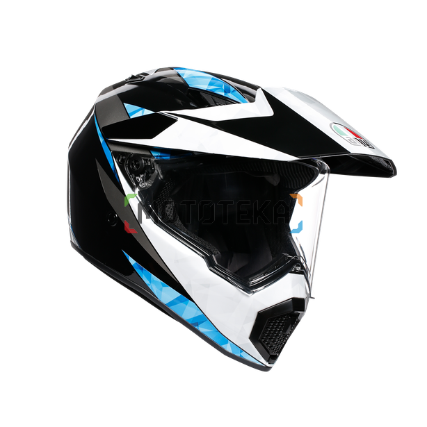 Шлем мото кроссовый AGV (АГВ) AX-9 MULTI North Black/White/Cyan XL