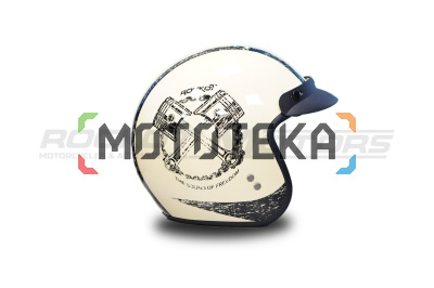 Шлем открытый с козырьком ROCKOT (Рокот) RM-391 Classic Style (XL) (слоновая кость глянцевый)