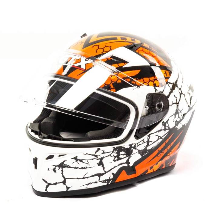 Шлем мото интеграл GTX 578 (XL) #6 WHITE/FLUO ORANGE RED BLACK