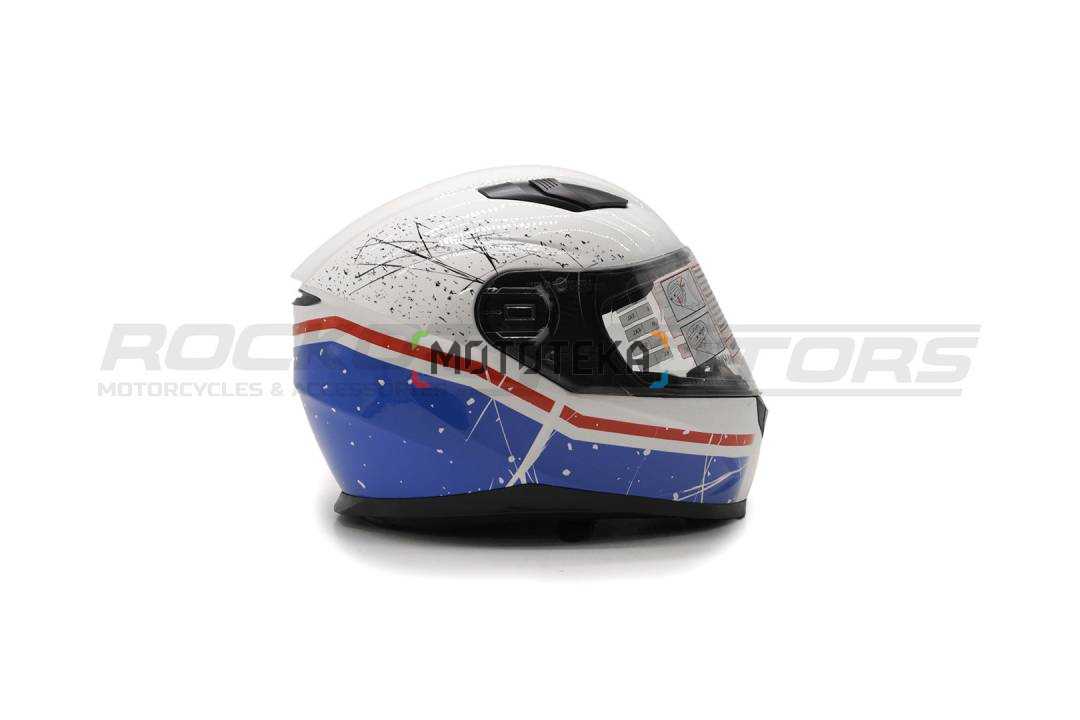 Шлем интеграл с очками ROCKOT (Рокот) RM-133 Daring (XS) (белый/синий/красный глянцевый)