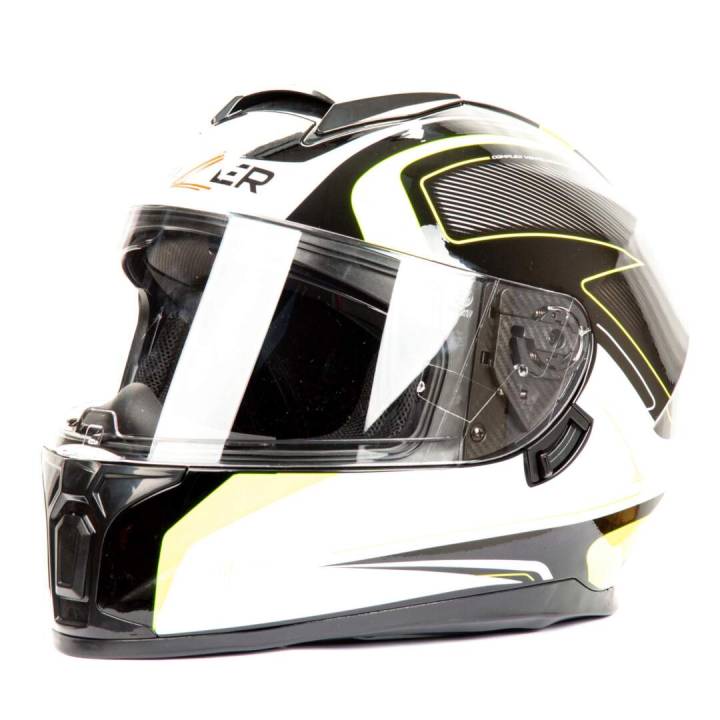 Шлем мото интеграл HIZER (Хайзер) B566 (L) #1 black/white/yellow (2 визора)