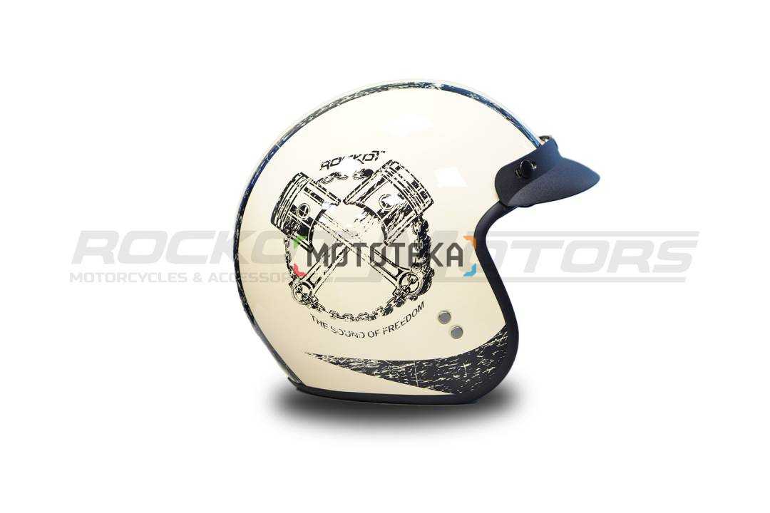 Шлем открытый с козырьком ROCKOT (Рокот) RM-391 Classic Style (XS) (слоновая кость глянцевый)