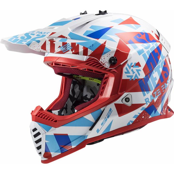Шлем мото LS2 (ЛС2) MX437 FAST MINI FUNKY красно-белый S