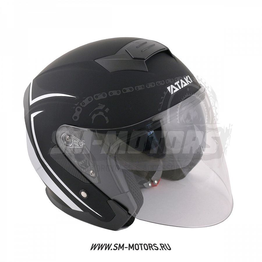 Шлем мото открытый со стеклом ATAKI (Атаки) JK526 Stripe
