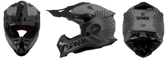 Шлем мото эндуро Sparx (Спаркс) Raptor (JH-601) серый/чёрный S