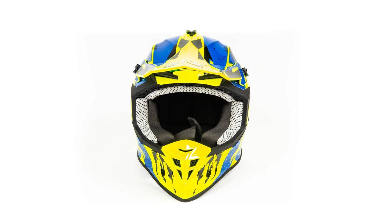Шлем мото кроссовый GTX 633 (XL) #1 FLUO YELLOW/BLUE BLACK
