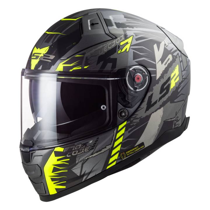 Шлем мото LS2 (ЛС2) FF811 VECTOR II TECHBOT матовый серо-желтый XL