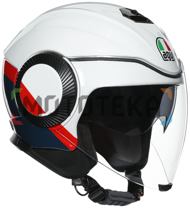 Шлем мото открытый AGV (АГВ) ORBYT MULTI Block Pearl White/Ebony/Red-Fluo S