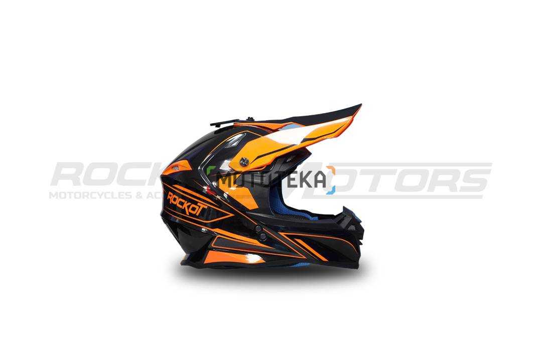 Шлем кроссовый ROCKOT (Рокот) RM-217 Kinetic GL (XS) (черный/оранжевый глянцевый)