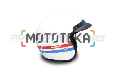 Шлем открытый с козырьком ROCKOT (Рокот) RM-391 Classic Trip (XS) (белый глянцевый)