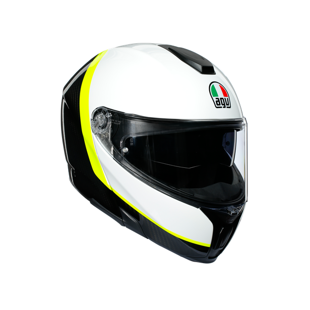 Шлем мото модуляр AGV (АГВ) SPORTMODULAR MULTI Ray Carbon/White/Yellow-Fluo XXXL