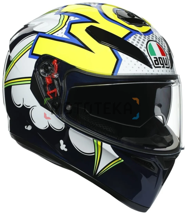 Шлем мото интеграл AGV (АГВ) K-3 SV MULTI Bubble Blue/White/Yellow Fluo XXL