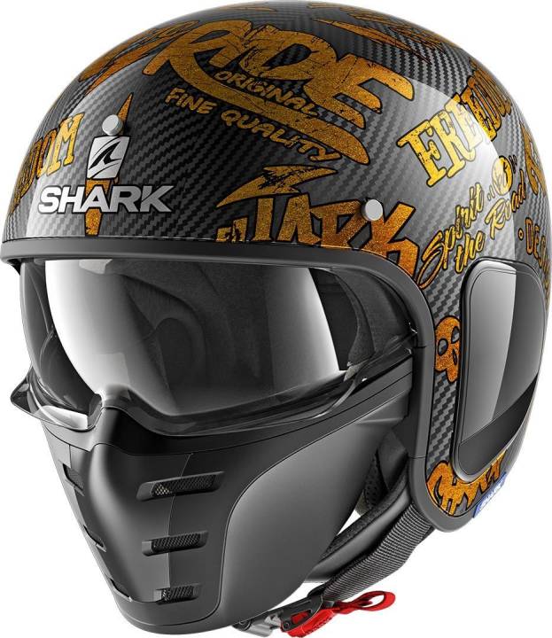 Шлем мото открытый SHARK (Шарк) S-DRAK CARB FREESTYLE CUP Carbon/Gold S