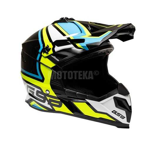 Шлем кроссовый облегчённый GSB XP - 20 MO DESIGN BLU GIALLO