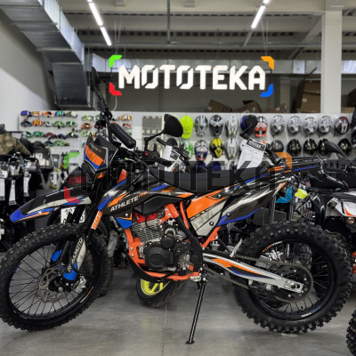 Мотоцикл кроссовый / эндуро Regulmoto (Регулмото) ATHLETE PRO (4 valves) 6 передач чёрный/оранжевый/синий с ПТС