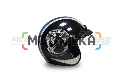 Шлем открытый с козырьком ROCKOT (Рокот) RM-391 Classic Style (L) (черный глянцевый)