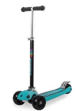 Самокат - кикборд Novatrack (Новатрак) RainBow широкие светлые колеса, складной, голубой