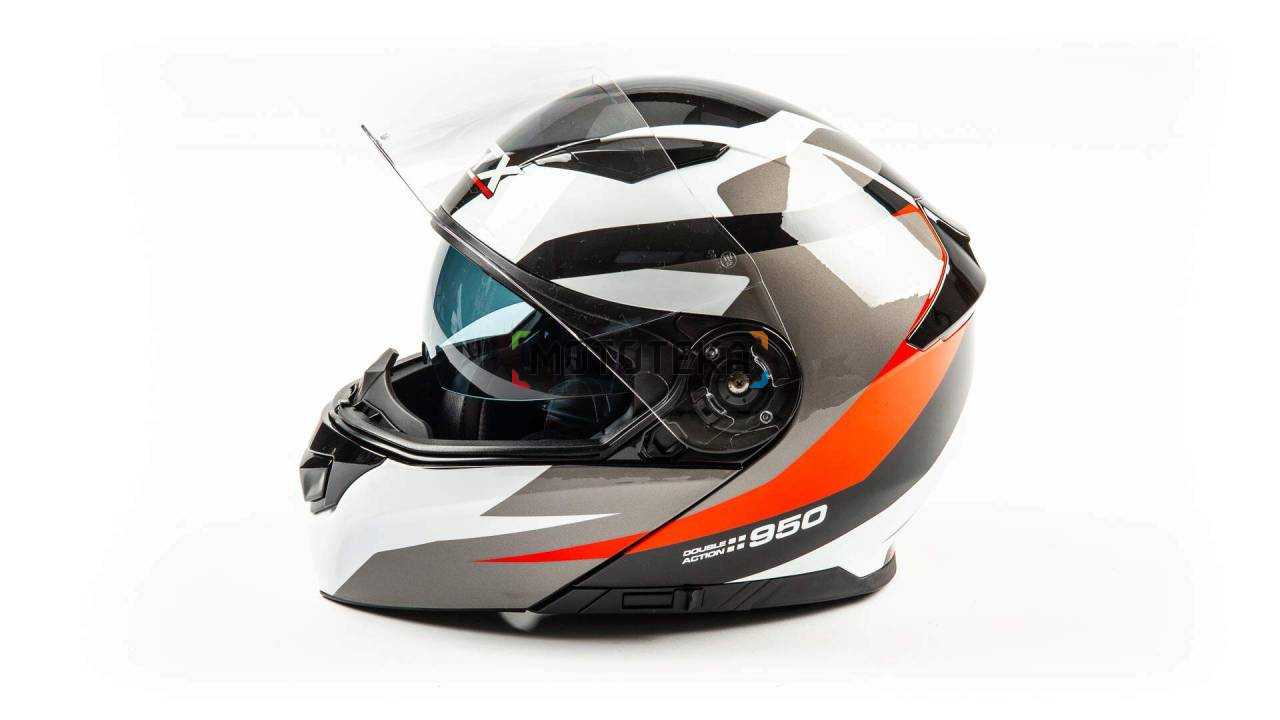 Шлем мото модуляр GTX 550 (M) #1 BLACK/WHITE RED GREY (2 визора)