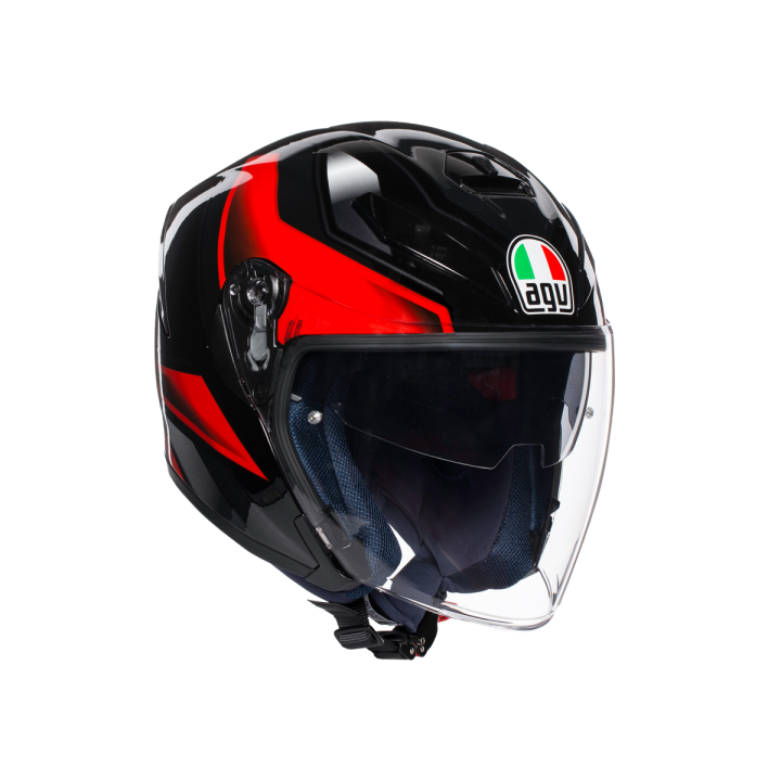 Шлем мото открытый AGV (АГВ) K-5 JET MULTI Roket Black/Grey/Red MS
