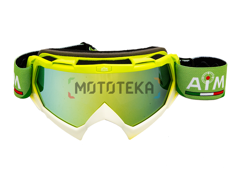 Мотоочки кроссовые AiM (Аим) (PRO) 157-900 Lime-White Glossy