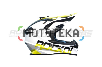 Шлем мото кроссовый ROCKOT (Рокот) RM-217 Adrenalin GL (XS) (белый/желтый/черный глянцевый)