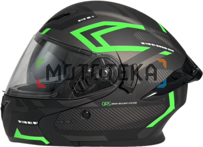 Шлем мото интеграл Helmet TQ 902 чёрный/зелёный XL