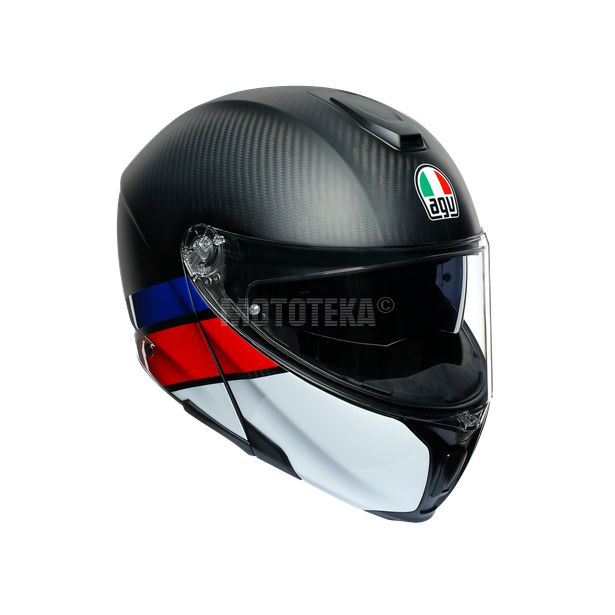 Шлем мото модуляр AGV (АГВ) SPORTMODULAR MULTI Layer Carbon/Red/Blue XS
