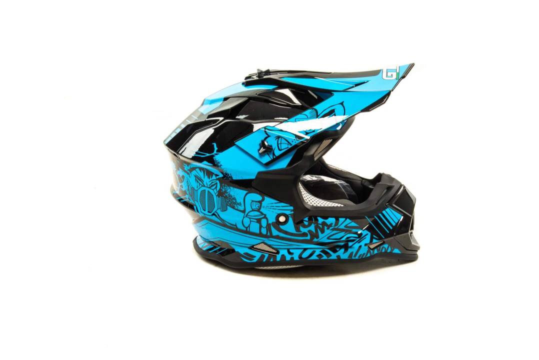Шлем мото кроссовый GTX 632S (S) #3 BLACK / BLUE подростковый
