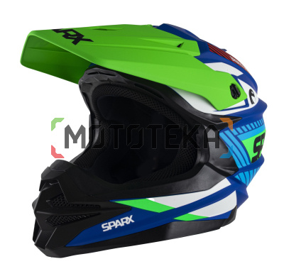 Шлем мото кроссовый SPARX Fenix Gravity (JK6803) сине-зеленый матовый 3XL