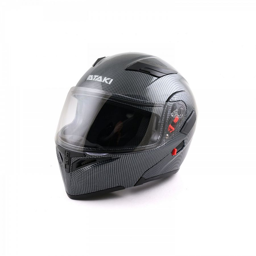 Шлем модуляр ATAKI (Атаки) JK902 Carbon чёрный/серый глянцевый S