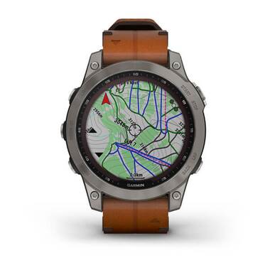 Мультиспорт.часы Garmin (Гармин) Fenix 7 Sapphire Solar, титан, с кожаным каштановым ремешком (010-02540-31) | Мототека