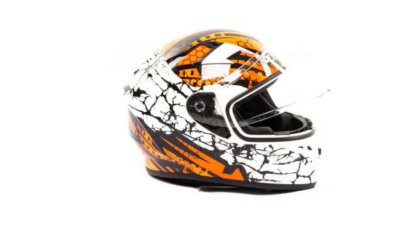 Шлем мото интеграл GTX 578 (S) #6 WHITE/FLUO ORANGE RED BLACK