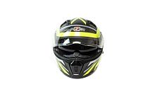 Шлем мото модуляр HIZER (Хайзер) J5906 (XL) #1 black/neon yellow (2 визора)