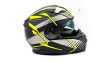 Шлем мото модуляр GTX 550 (S) #3 BLACK/FLUO YELLOW GREY (2 визора)