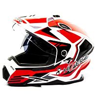 Шлем мото мотард HIZER (Хайзер) J6802 (L) #5 white/red (2 визора)