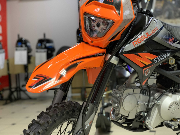 Питбайк Regulmoto (Регулмото) SEVEN PRO 49cc (150) 17/14 чёрный/оранжевый | Мототека