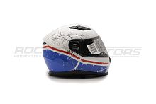 Шлем интеграл с очками ROCKOT (Рокот) RM-133 Daring (L) (белый/синий/красный глянцевый)