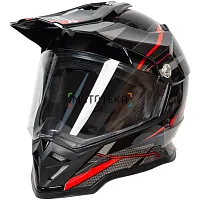 Шлем мото мотард HIZER (Хайзер) B6197-1 №5 (XL) black/red