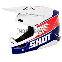 Шлем мото кроссовый SHOT (Шот) FURIOUS PEAK синий/белый/Hi - Vis жёлтый глянцевый 2XL
